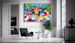 Banksy, The Beatles Mickey Mouse Style Graffiti Pop Art Poster, Banksy Style Beatles Poster, Abbey Road Oil Paint, Chris