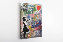 Banksy Wall Art,Banksy Canvas Art,Girl with Balloon Banksy Canvas Art Print , Abstract Wall Art, Huge Canvas Wall Art,Lu