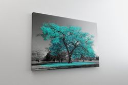 Large Teal Tree Canvas Modern Wall Art Painting Home Decor,Framed,Gallery Wrapped,Ready to Hang