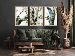 forest wall prints, tree painting, 3 prints set, canvas wall hangings, nature wall decor, canvas art prints, gallery wal