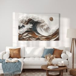 Abstract Ocean Wave Canvas Wall Art  Coastal Canvas Print  Artful Home Decor  Boho Decor  Home Decorator Gifts for Bedro