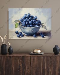 canvas juicy jewels gallery wrap thick canvas art print, blueberries painting print on canvas, food art, still life art,