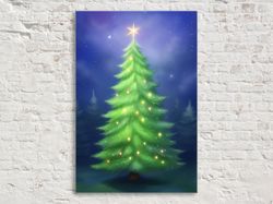 digital wonderland christmas tree - giclee print on gallery-wrapped artist canvas, ready to hang, available in extra lar