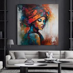 colorful woman canvas art, painting woman art, modern canvas  art print, fashion decor, wall  art woman,colorful paintin