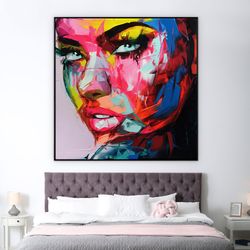 portrait painting face art photo on canvas - colorful wall art canvas photo original painting - square painting photo gi