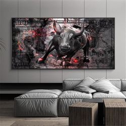 One Hundred Dollar Canvas Paintings Bull Money Motivation Posters Street Wall Art Picture