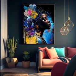 Abstract Black Woman Art Afrocentric Gift for Her Vertical Poster