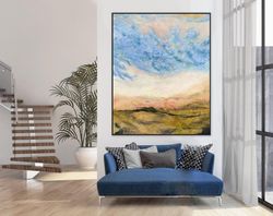 blue painting abstract landscape painting large abstract wall art original canvas art modern abstract painting large can