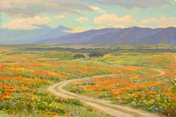 Limited Edition Canvas Print of a Landscape Oil Painting of California Poppies