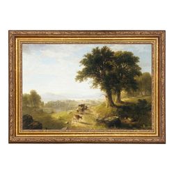 River Scene by Asher Durand Nature Landscape Framed Oil Painting Print on Canvas