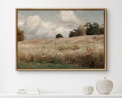easysuger vintage landscape wall art, nature framed large gallery art, oil painting art ready to hang (with hanging kit)