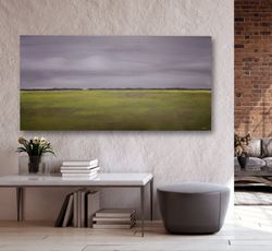 Gray LANDSCAPE Painting on stretched canvas, Gallery wrapped 15 deep, painted sides Original American Art Title Big Gray