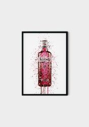 91 Gordons Pink Gin bottle canvas - bar board - Gordons Pink wall art print - Gordons Pink painting - mural