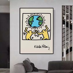 174 Keith Haring earth Print , Famous art poster , Art exhibition print , famous artist print , art gallery painting