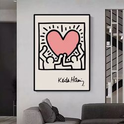 168 Keith Haring Love Heart Print , Famous Art Poster, Art Exhibition Print, Famous Artist Print, Art Gallery Painting