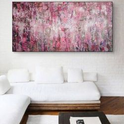 36x54 original pink acrylic painting on canvas abstract watercolor style artwork colorful wall art decor pink noise