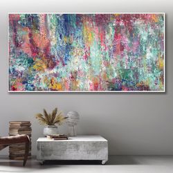 36x54 abstract colorful acrylic painting on canvas original oil custom wall art modern artwork decor for home rainbow no