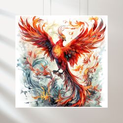 Shabby chic style – Phoenix, Phoenix feather, Mythological bird, Bird prints, Sun symbol, Symbol of immortality, Vintage
