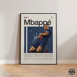 Kylian Mbappe Poster, Paris Saint Germain, Soccer Gifts, Sports Poster, Football Player Poster, Soccer Wall Art, Sports