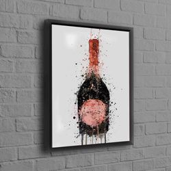 champagner splash painting, watercolor printed, champagne bottle art canvas, modern art, abstract wall art, champagne wa