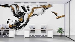 black and gold marble, abstract marble wall mural, alcohol ink wall mural, abstract wall print, black marble mural, mode
