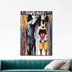 Charlie Chaplin And Mickey Mouse, Mickey Graffiti Canvas Print, Charlie Chaplin Canvas Art, Mickey Mouse Canvas, Contemp