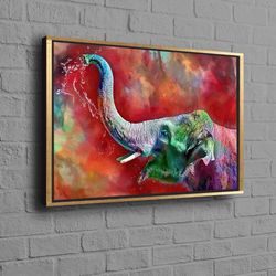 colorful animal artwork, colorful elephant art canvas, elephant canvas, cute elephant poster, animal art, abstract eleph