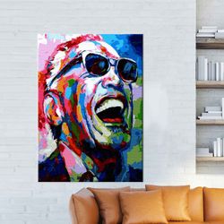 large wall art, large canvas, wall art canvas, singer canvas gift, musicians canvas poster, ray charles canvas,