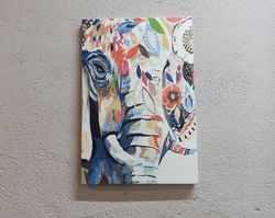 elephant painting print, contemporary canvas poster, modern canvas poster, colorful elephant artwork, elephant canvas gi