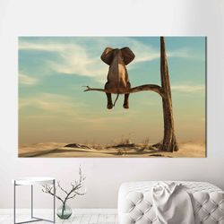 elephant in surreal, elephant tree poster, elephant canvas, modern poster, contemporary poster, surreal elephant canvas