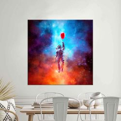astronaut floating in space, astronaut poster, modern canvas art, cosmos artwork, astronaut with balloon wall decor, abs