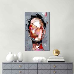 abstract face painting print, abstract canvas art, modern face artwork, modern canvas art, abstract face canvas, oil pai