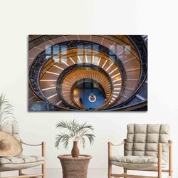 mural art, wall decoration, glass wall art, vatican museums stairs glass decor, italy landscape tempered glass,