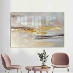 Wall Art, Glass Wall Decor, Glass Wall Art, Gray And Gold Painting, Gray Tempered Glass, Gray And Gold Glass Wall Art,