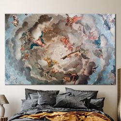 renaissance heaven painting, heaven art canvas, renaissance poster, angel canvas, renaissance heaven canvas, fresco canv