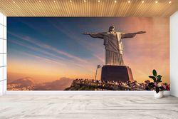 Custom Wall Paper,Wall Paper Peel and Stick,Christ The Redeemer Mural,Paper Wall ArtReligious Wall Print,