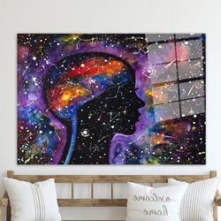 Woman And The Universe,Glass Printing,Universe Tempered Glass,Glass Custom For Art,Glass Art,Modern Wall Art,