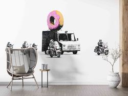 Bright Wall Paper,Paper Wall ArtDonut Protect Mural,Painting Wall Poster,3d Wall Paper,Banksy Police Wall Mural,