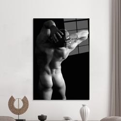 Glass Printing,Man Body Wall Decoration,Canvas Glass Art,Nude Glass Art,Naked Man Body,Glass,Bedroom Wall Decor,