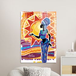african glass decor,african woman painting,glass wall art modern,wall decoration,wall decor,ethnic woman glass printing,