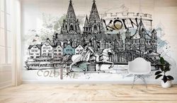 wall paper peel and stick,koln wall painting,3d wall paper,koln landscape wall mural,paper wall artlandscape wall mural,