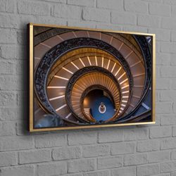 vatican museums stairs poster, italy printed, vatican spiral staircase poster, stair landscape art, landscape poster,