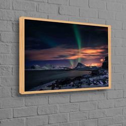 view canvas art, landscape art canvas, nature printed, milky way art canvas, nothern light wall decor, aurora borealis w
