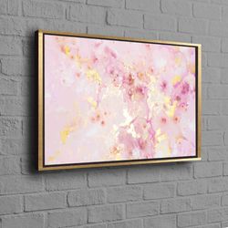 Pink Wall Art, Pink Marble Canvas, Pink and Gold Marble, Gold Canvas, Gold Frame Canvas, Luxury Wall Decor, Abstract Wal