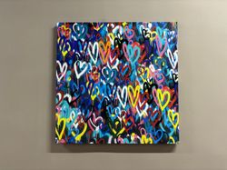 large wall art, canvas, 3d wall art, love poster, graffiti poster, colorful hearts canvas poster, street canvas print, c