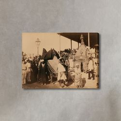 the camel and muslim community photo canvas, arab community, historical painting, classical slamic photo canvas, wall ar