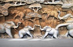 elephant wallpaper, 3d elephant wall decals, animal wall decals, gray paper art, 3d wall art, wall mural wallpaper, self