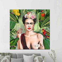 frida kahlo wall art, canvas gift, kitchen decor wall decor, famous wall art, glass wall table, personalized gift box pr