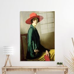 personalized glass art,wall decoration,oil painting print,wall decor,lady with a red hat,lady with a red hat glass wall