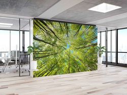 tree branch landscape art, forest wall decor, green wall poster, contact paper, gift wallpaper, paper craft 3d, accent w